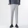 Pantalones de vestir para hombre, pantalones cropped de negocios casual para hombre, pantalones rectos versátiles de alta gama negros de moda para hombre
