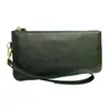 Bolsa Transversal de Couro Genuíno para Celular com Padrão Lichia, Carteira de Mão Simples Longa, Porta-Moedas de Couro Genuíno, Bolsas Masculinas e Femininas