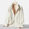 Chaqueta Exterior para Hombre Transfronteriza Engrosada con Felpa, Cortavientos, Cálida, Cuello Alto, Color Sólido, Forro Polar Casual