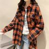 Fan de literatura coreana ins top largo a cuadros para mujer nuevo talla grande holgado 200 kg botón casual
