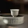 Taza de Té con Poesía Escrita a Mano en Color Bajo Esmalte Mi Yan Estilo Japonés Taza de Maestro de Hogar Cerámica Hecha a Mano Taza Delgada de Degustación Té Kung Fu