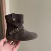 Botines Casuales Retro de Moda para Niñas 2026 Otoño/Invierno Nuevo Estilo Coreano Infantiles Elegantes Botas de Tacón con Hebilla Metálica