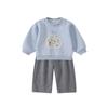 Dianxi 2026 Otoño Nuevo Conjunto de Dos Piezas Tejido para Bebé Estilo Coreano Sudadera Pantalones Casuales Conjunto de Dos Piezas Moderno