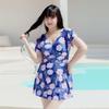 Traje de baño talla grande para mujer, chica rellenita, una pieza, madre de mediana edad, que cubre la barriga, adelgazante, conservador, falda de cobertura de carne, traje de baño para aguas termales, invierno