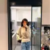 Suéter de tricô solto com decote em V para mulheres, novo suéter de outono e inverno com mangas compridas, top macio e elegante, camisa base versátil de cor sólida
