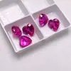 Corte Multi-Versão 3 # Anel de Pedra Solta Rubi Vermelho-Rosa em Forma de Coração Face Pedra Artificial Coríndon Vermelho Acessório de Joia Contas Soltas DIY