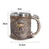 Copa de Vino Calavera Taza Calavera de Resina Vajilla con Personalidad Vikingo KTV Taza de Cerveza Calavera Revestimiento de Acero Inoxidable