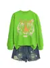 Amazon Ebay Estación Independiente Moda Elegante Interesante Dama Cabeza de Tigre Colorido Otoño e Invierno Cuello Redondo Sudadera Camiseta Base