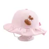 Chapéu de Pescador Super Fofo de Coelho para Crianças, Xale com Laço, Chapéu de Sol para Meninas, Atacado, Chapéu de Sol da Moda Coreana para Bebê