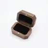 Caja de Anillo de Propuesta Octagonal Larga Grande de Madera Maciza Caja de Anillo de Madera de Nogal Negro Caja de Almacenamiento de Anillos para Pareja de Boda