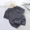 Comércio exterior transfronteiriço Roupas infantis coreanas cor sólida manga curta macio masculino e feminino bebê gola redonda manga curta camiseta LOGO estampado roupa de turma verão