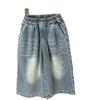 Pantalones para Niños 2026 Otoño Nuevo Estilo Coreano Lindos de Lunares Azul Claro Pierna Recta Jeans para Niñas Casual Pierna Ancha
