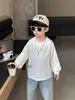 Camiseta de Manga Larga para Niños 2025 Nueva Ropa de Otoño para Niños Algodón Puro Camiseta Interior Ropa de Otoño para Bebé Niño Top Blanco Moderno