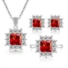 Sudeste Asiático Américas Comercio Electrónico Transfronterizo en Vivo Venta Caliente Cuadrado Temperamento Alto Grado Pendientes Collar Anillo Conjunto Adornos