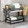 Estante de Almacenamiento para Platos, Escurridor de Platos, Escurridor, Estante de Almacenamiento de Cocina Multifuncional, Portacuchillos, Caja de Almacenamiento para Vajilla, Escurridor de Platos, Armario