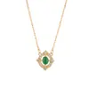 Collar de Plata de Ley S925 con Zirconia Esmeralda para Mujer, Diseño de Nicho, Retro, Lujo Ligero, Versátil, Cadena para Clavícula Incrustada con Diamantes