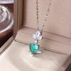 Collar de acero y titanio con cristales de Paraiba para mujer, combina con todo, ligero, de lujo, de alta gama, con cadena de clavícula para celebridades de Internet, joyería sin color al por mayor.