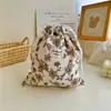 Doble algodón algodón peinado bolsillo con cordón cordón de encaje bolsa de almacenamiento floral pequeña bolsa de algodón fabricantes al por mayor