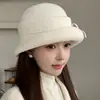 Sombrero de Estilo Simple de Chica Rica para Mujer Otoño Invierno Ala Corta Borde Enrollado Sombrero de Pescador Sombrero Cortavientos para Viaje Diario Sombrero Cálido Dropshipping