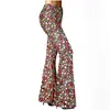 Pantalones de campana retro disco de los 70 para mujer, de seda de leche, estampados, estilo hippie, largos, disfraz para fiesta de Halloween