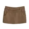 Falda de punto tipo culotte ajustada de cintura doble estilo americano para mujer, novedad de verano 2024, todo a juego, color especiado puro