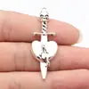 52X18Mm 3.4g Pingente de Caveira Espada Coração Prata Antiga Materiais de Acessório DIY Item Quente Transfronteiriço