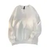 Sudadera de punto gofre de peso pesado para hombre, primavera/otoño, moda urbana de tendencia, corte holgado, camiseta de manga larga, negra