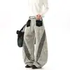 Jeans con Estampado de Leopardo Estilo Callejero Americano para Hombres y Mujeres Otoño Retro Pantalones Rayados de Cuatro Rayas Pantalones Casuales Sueltos de Moda