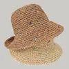 Sombrero de Paja Plegable de Verano Transpirable para Playa Dulce Sombrero de Paja para Mujer Estilo Japonés Sombrero de Protección Solar para Salidas