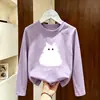 Camiseta de manga longa para meninas, algodão puro, para o outono, novo modelo 2026, blusa de outono infantil, blusa básica casual super fofa para meninas pequenas