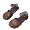 Zapatos de Mamá Estilo Nuevo Verano 2026, Zapatos para Mujeres de Mediana Edad, Suela Suave Plana, Antideslizantes, Sandalias de Moda Estilo Retro, Zapatos de Piel, Piel Suave