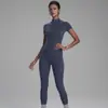 Nuevo mono de yoga con cremallera y manga corta para mujer, de estilo europeo y americano, para cross-border Amazon, body deportivo para danza y fitness