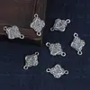 Prata de lei 925 pequeno flor anel duplo trevo de quatro folhas acessórios vintage antigo acessórios dupla face material para pulseira colar DIY feito à mão