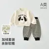 Trajes Casuales de Otoño e Invierno para Niños y Niñas, Bebés y Niños Pequeños, Lindos Conjuntos de Dos Piezas de Terciopelo Engrosado con Dibujos Animados
