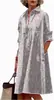 2025 Nuevo Vestido Camisa Largo Estampado Floral para Mujer Holgado Casual Cuadros Talla Grande