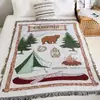 Manta de Camping Exterior Estilo Americano, Manta Tejida con Borlas, Manta Tejida con Hilo Jacquard, Manta Cubre Sofá, Tapiz Decorativo de Anime