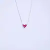 Collar Pequeño de Plata para el Hogar "Corazón Misterioso" Rubí Corazón de Melocotón Forma de Corazón Cadena para la Clavícula Plata de Ley s925 Accesorios Simples