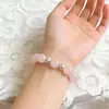 Novo Bracelete de Cristal Rosa Creme para Mulheres, Joia de Cristal Rosa de Alto Padrão de Nicho, Doce Bracelete de Cristal Rosa para Mulheres