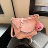 Bolsa de ombro feminina elegante, de cor sólida, nova, 2025, com design de nicho, transversal, popular, para viagem, pequena