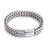 Pulseira de aço titânio nova para homens com explosões pontuais Europa e Estados Unidos pulseira de aço inoxidável corrente quadrada de fileira dupla fecho magnético