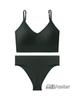 Traje de ropa interior deportiva de espalda en U grande transfronterizo, traje de sujetador inalámbrico recogido transpirable tipo tanga, conjunto de dos piezas para mujer