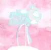 Elefante de Cinta Acrílica Arcoíris Niños Niñas Luna Estrella Pentagonal Bandera Decoración de Pastel de Cumpleaños Tarjeta Insertable