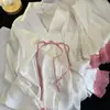 Pijama de Seda Gelo Estilo Palácio Francês para Mulheres, Primavera e Outono 2026 Novo Conjunto de Homewear de Luxo Leve com Manga Longa e Calça Longa para Celebridades da Internet