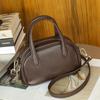 Bolsa Feminina Vintage Nova de Couro Transfronteiriça Couro Bovino Tanning Vegetal Bolsa Boston Bowling Bolsa de Ombro Transversal de Nicho Bolsa de Mão
