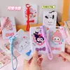 Portatarjetas push-and-pull con estampado de dibujos animados lindo estilo crema para tarjetas de estudiante, tarjetas de acceso y funda protectora para cordón de foto de ídolo