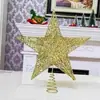 Decoração de Natal Transfronteiriça Estrela de Cinco Pontas Tridimensional Arte em Ferro Estrela Brilhante Pendurada Árvore de Natal Estrela do Topo Dourada
