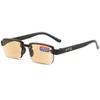 Oferta especial Gafas de lectura de media montura perforadas de cristal running Jianghu stall Marrón Blanco Cristal gafas de lectura planas