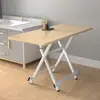 Mesa de comedor plegable para uso doméstico, mesa redonda sencilla para viviendas de alquiler, mesa portátil para exteriores para montar puestos, mesa cuadrada pequeña para comer