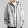 Sudadera Gris Simple con Capucha para Hombre de Primavera y Otoño, Ropa Holgada para Parejas, Nueva Chaqueta Cardigan para Hombre Estilo Americano