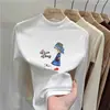 Camiseta de manga larga con cuello semi-alto, de forro polar de doble cara para otoño e invierno, cepillada para abrigar, perfecta como capa interior, linda para niñas pequeñas